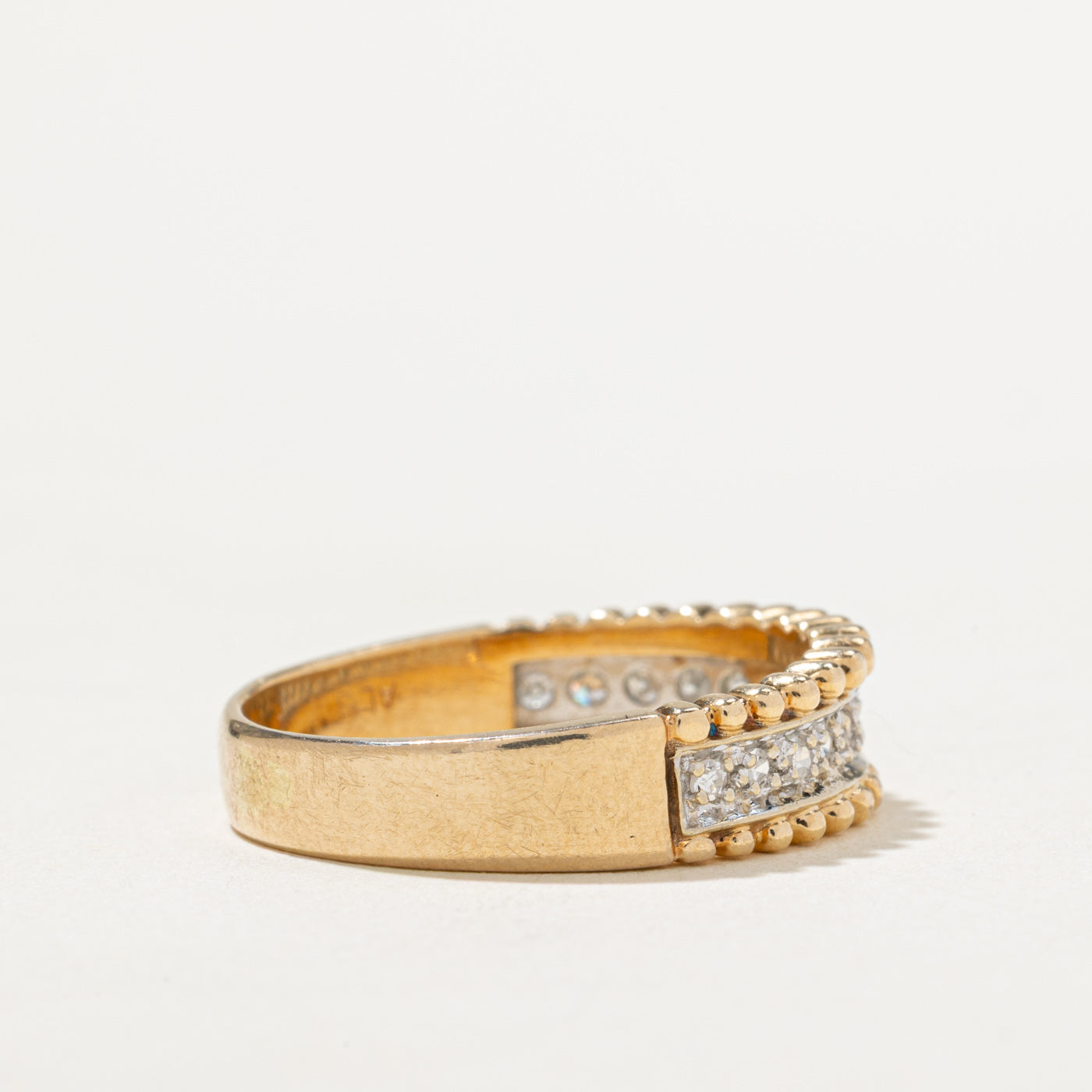 Semi Eternity Diamond Bead Edged Ring | 0.21ctw | SZ 9