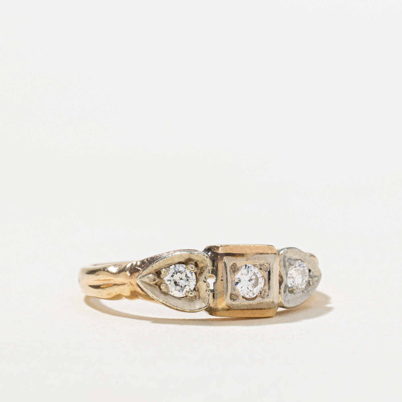 Bague cœur en or bicolore et diamants | 0,14 ct | Taille 3,25