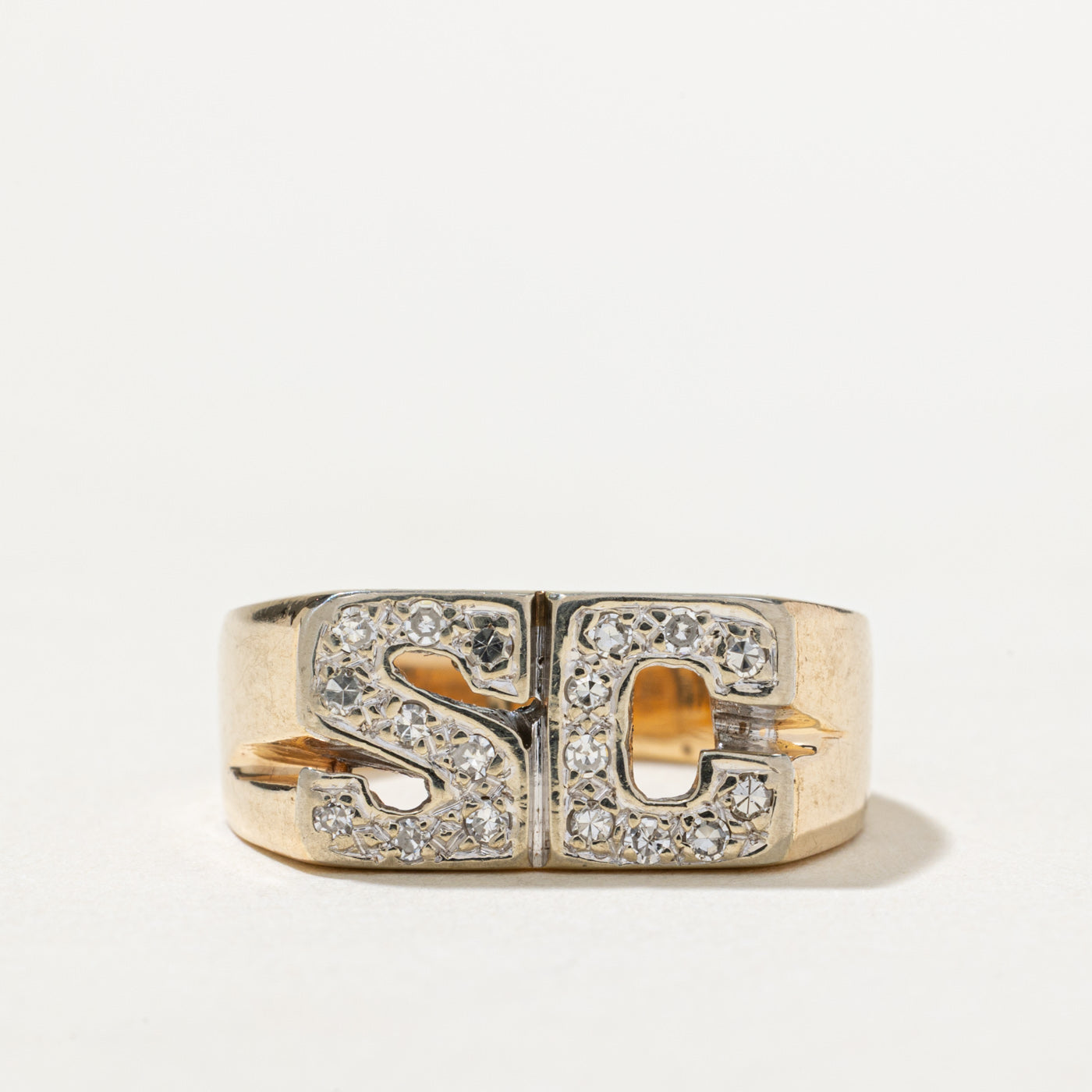 Bague initiales « SC » en diamant | 0,20 ct | Taille 8