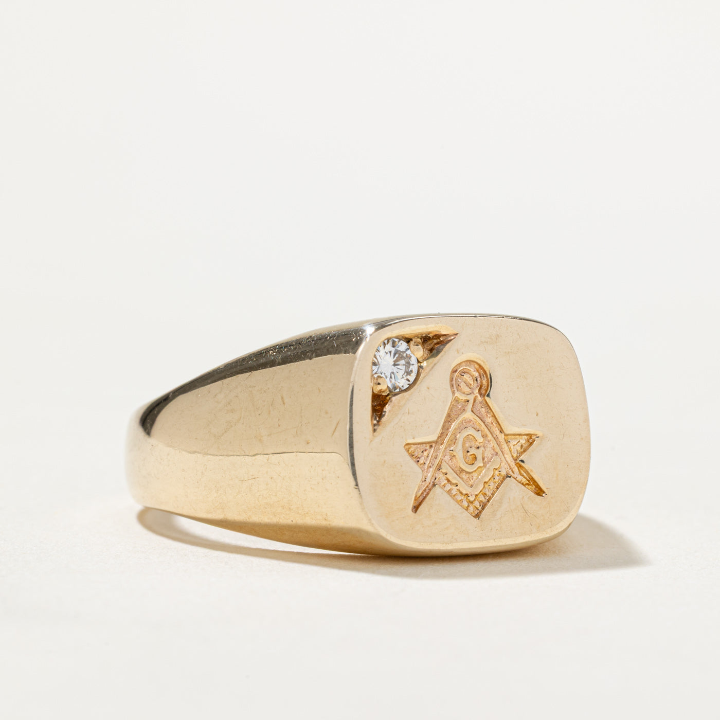 Free Masons Diamond Signet Ring | 0.08ct | SZ 12.25