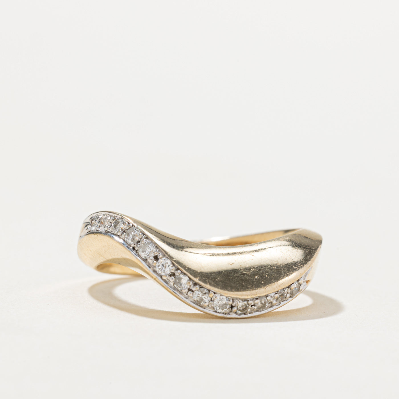 Semi Eternity Diamond Wave Ring | 0.16ctw | SZ 6.75
