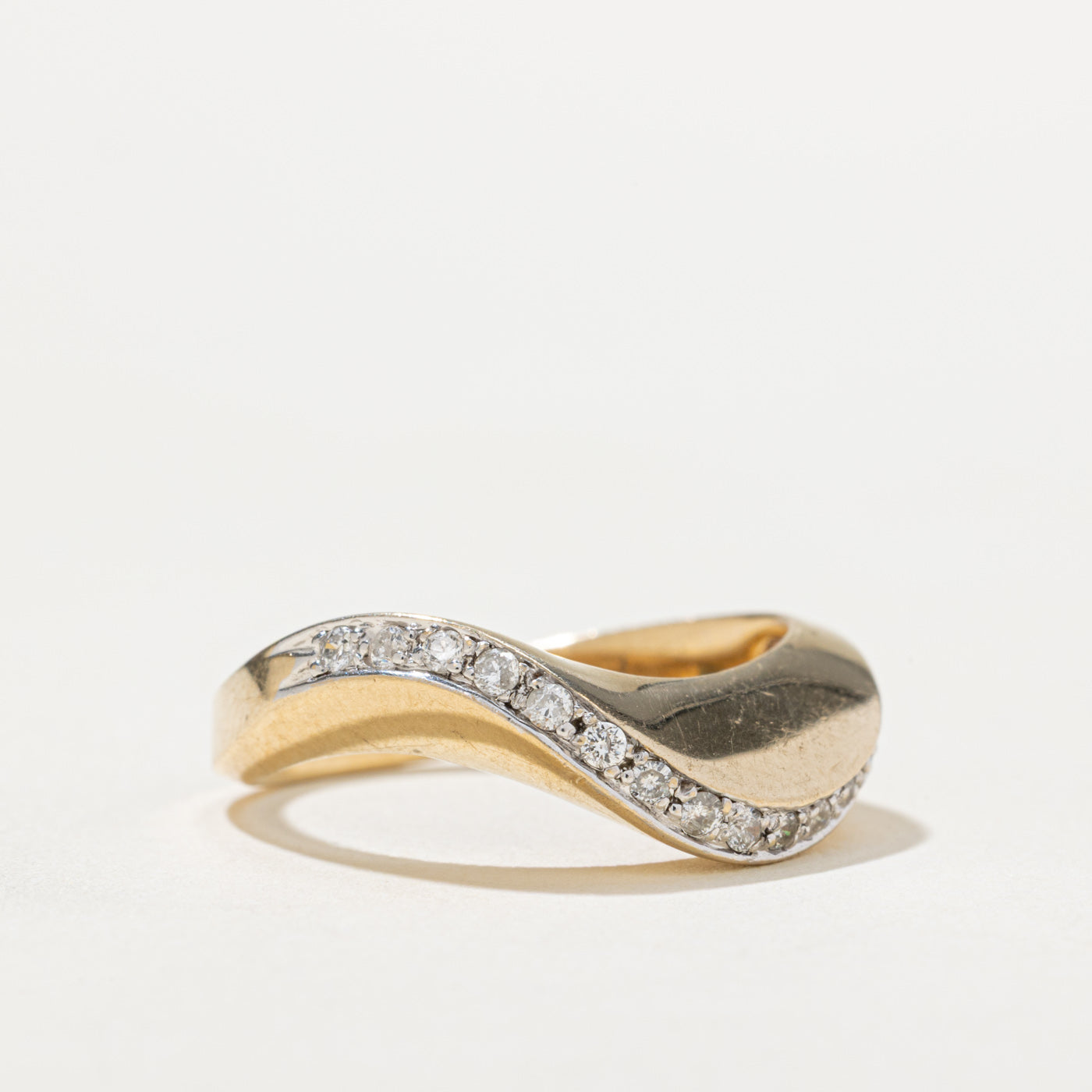 Semi Eternity Diamond Wave Ring | 0.16ctw | SZ 6.75