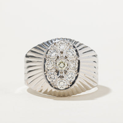 Diamond Cluster Grooved Cocktail Ring | 0.75ctw | SZ 11.5
