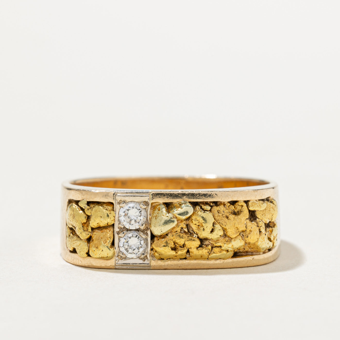Diamond & Gold Nugget Ring | 0.12ctw | SZ 10.5