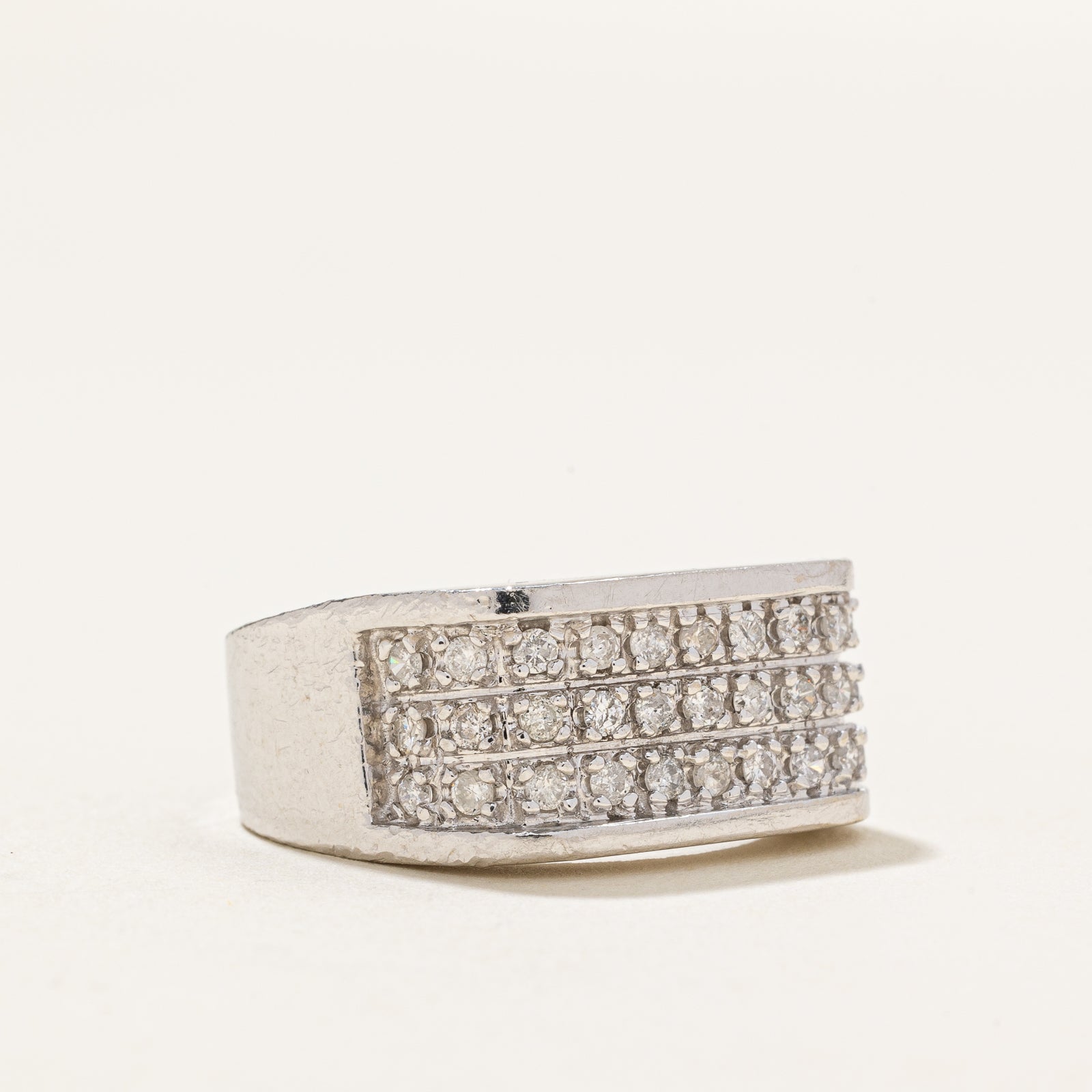 14k White Gold Diamond Grid Band | 0.50ctw | SZ 7