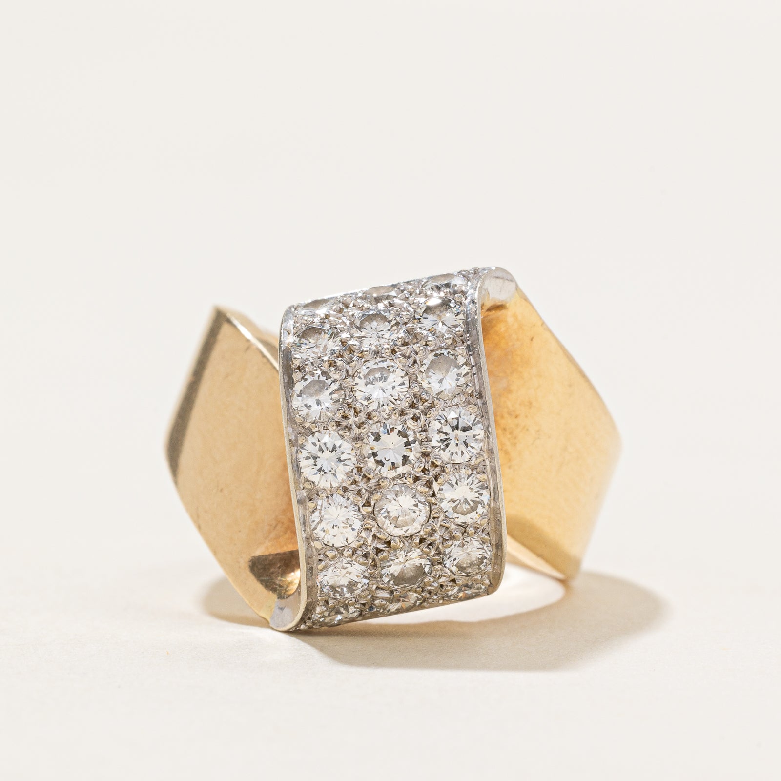 14K Diamond Open High Looped Cocktail Ring | 1.02ctw | SZ 7.75
