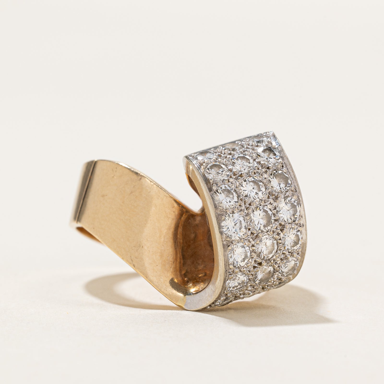 14K Diamond Open High Looped Cocktail Ring | 1.02ctw | SZ 7.75