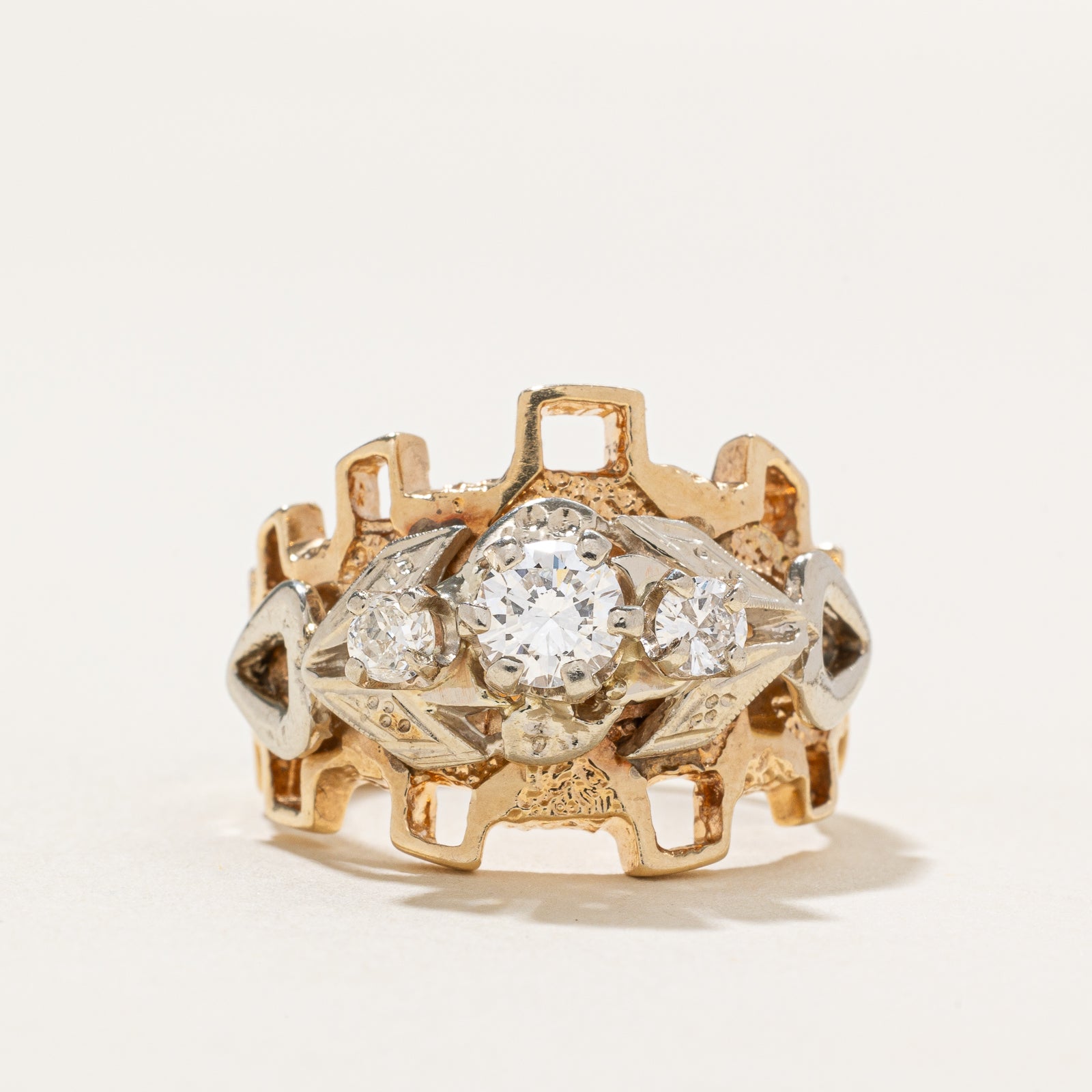 Three Stone Diamond Abstract Cocktail Ring | 0.63ctw | SZ 7.25