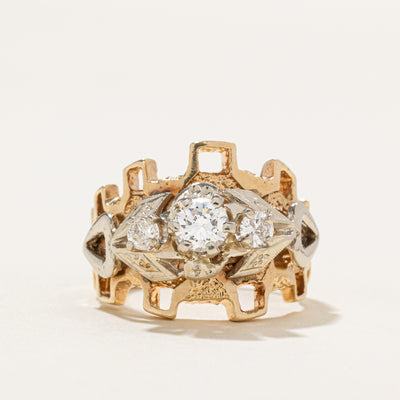 Three Stone Diamond Abstract Cocktail Ring | 0.63ctw | SZ 7.25