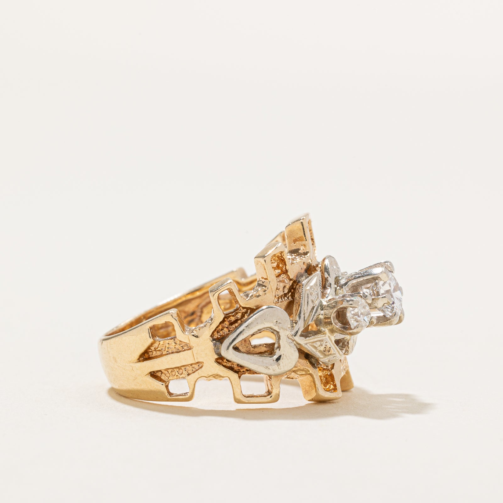 Three Stone Diamond Abstract Cocktail Ring | 0.63ctw | SZ 7.25