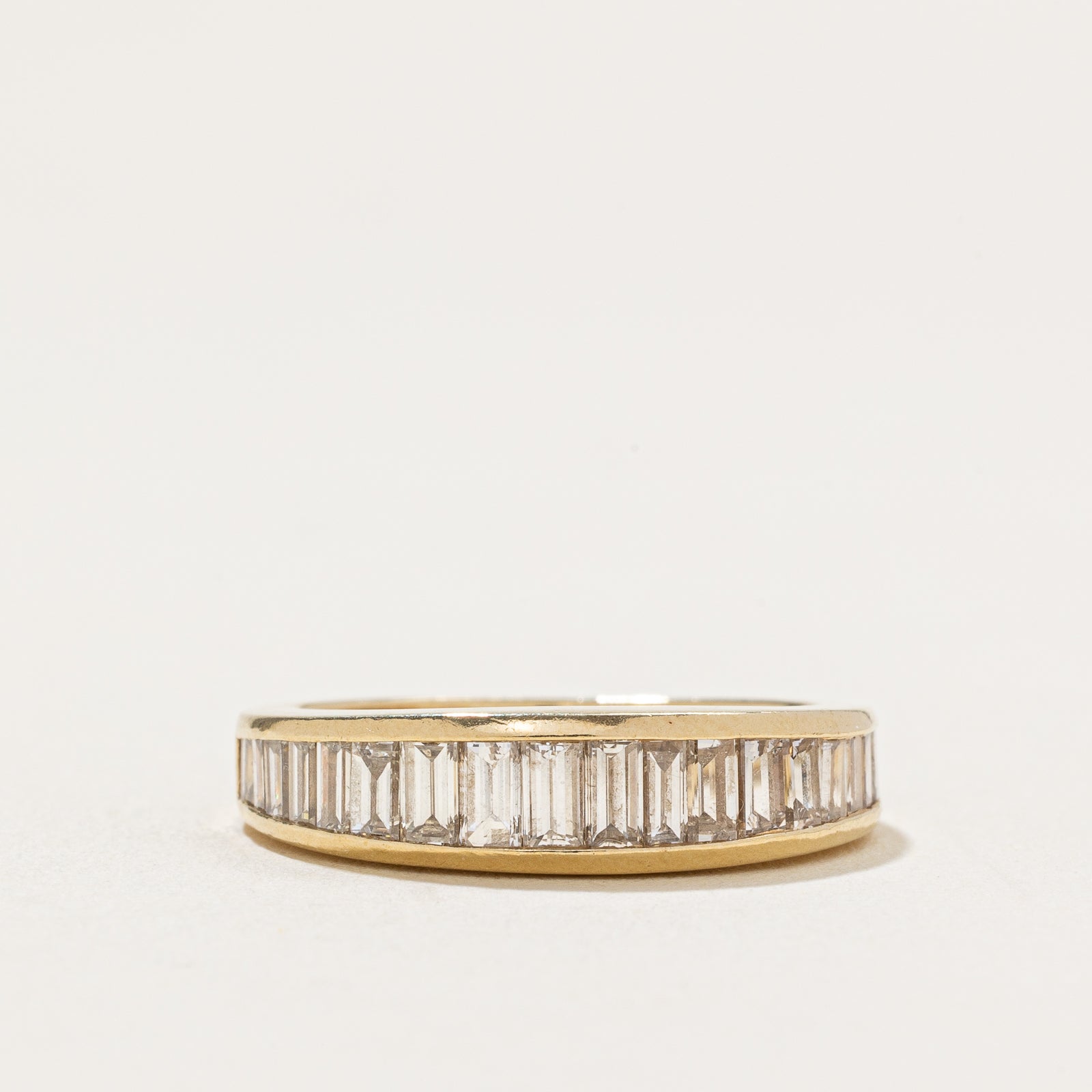 Alliance demi-éternité sertie de diamants taille baguette | 0,86 ct | Taille 5,25