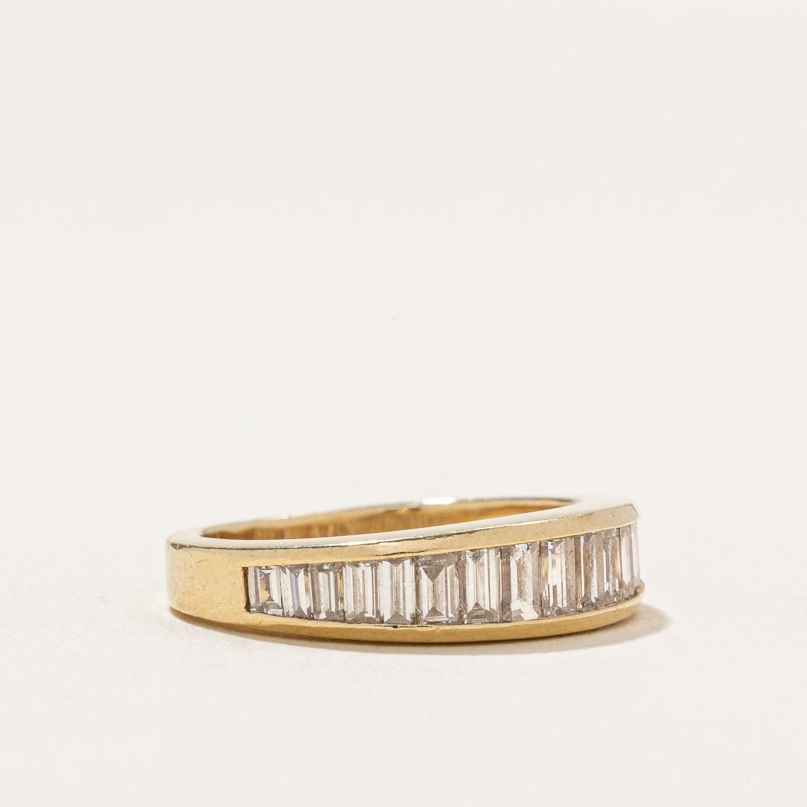 Alliance demi-éternité sertie de diamants taille baguette | 0,86 ct | Taille 5,25