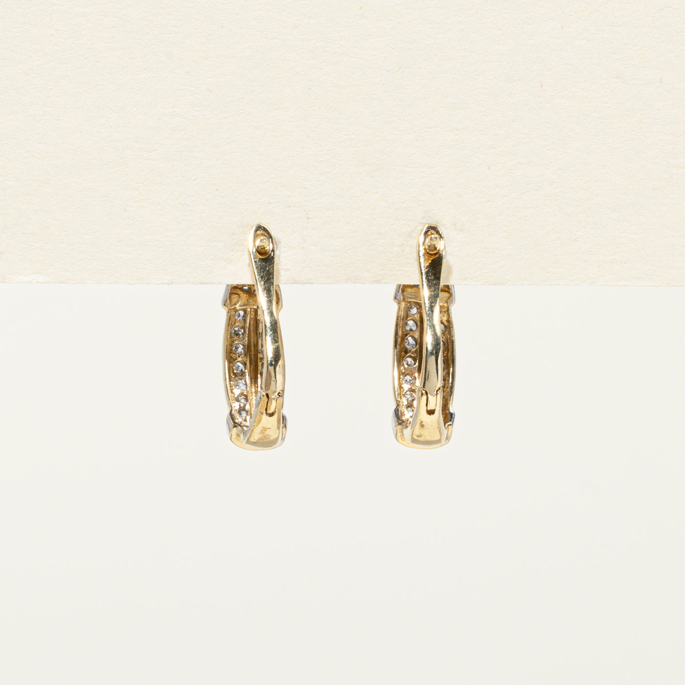 Two Row Diamond Huggie Earrings | 0.18ctw