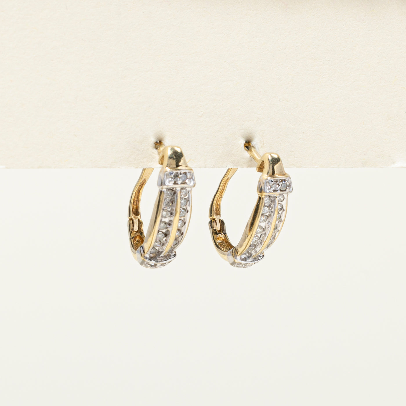 Two Row Diamond Huggie Earrings | 0.18ctw