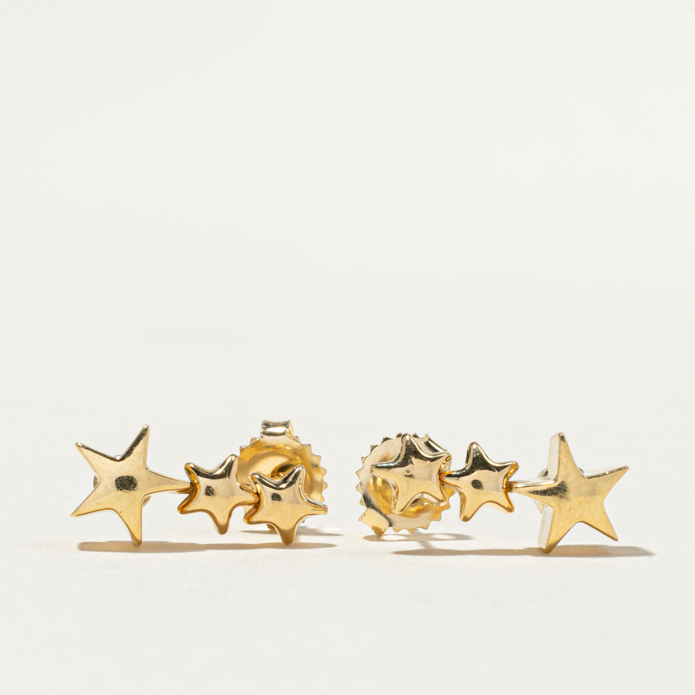 18k Yellow Gold Star Drop Earrings
