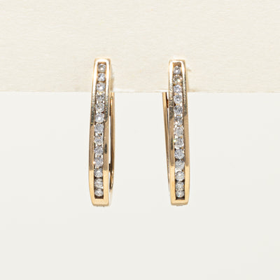 10K Channel Set Diamond Hoop Earrings | 0.50ctw