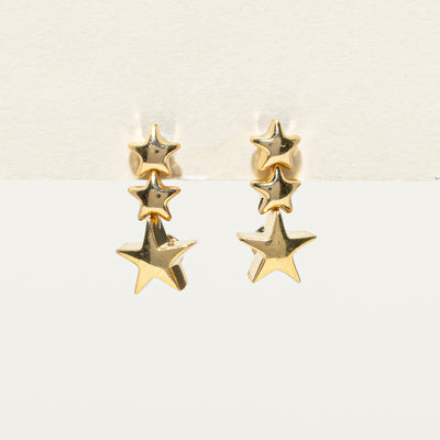 18k Yellow Gold Star Drop Earrings