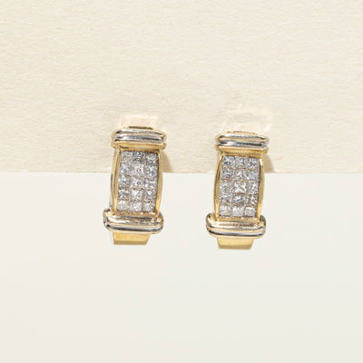 14K Invisible Set Diamond Huggie Earrings | 0.45ctw