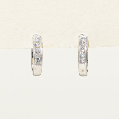 14K Channel Set Diamond Huggie Earrings | 0.10ctw