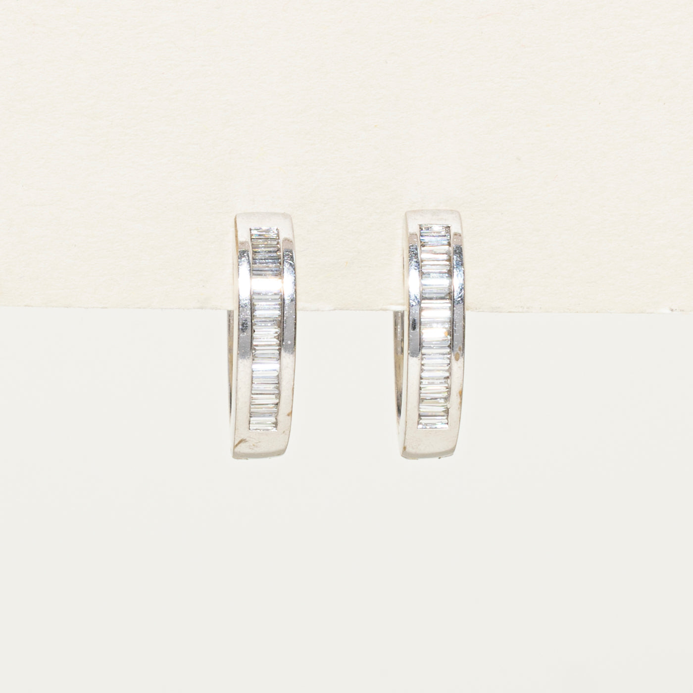 18K Baguette Cut Diamond Hoop Earrings | 0.36ctw