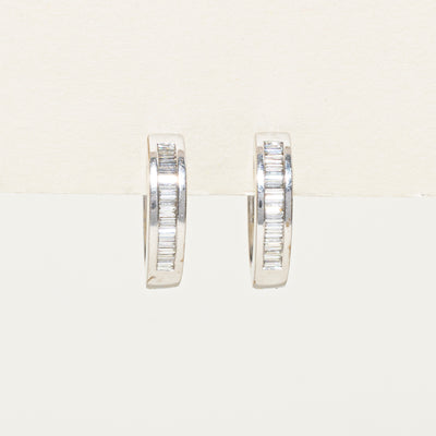 18K Baguette Cut Diamond Hoop Earrings | 0.36ctw