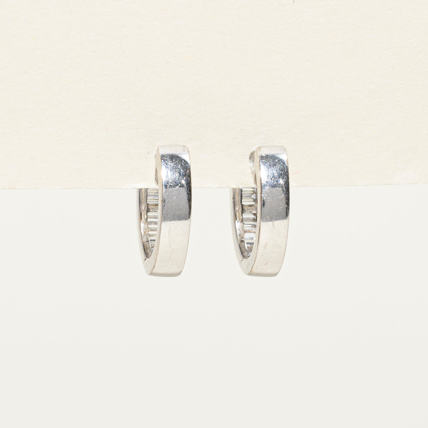 18K Baguette Cut Diamond Hoop Earrings | 0.36ctw