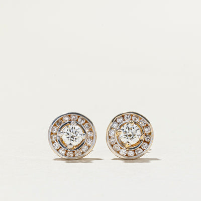 Diamond Halo Stud Earrings | 0.89ctw