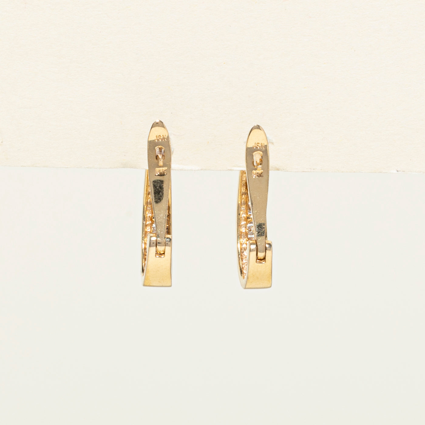 14K Channel Set Diamond Hoop Earrings | 0.12ctw