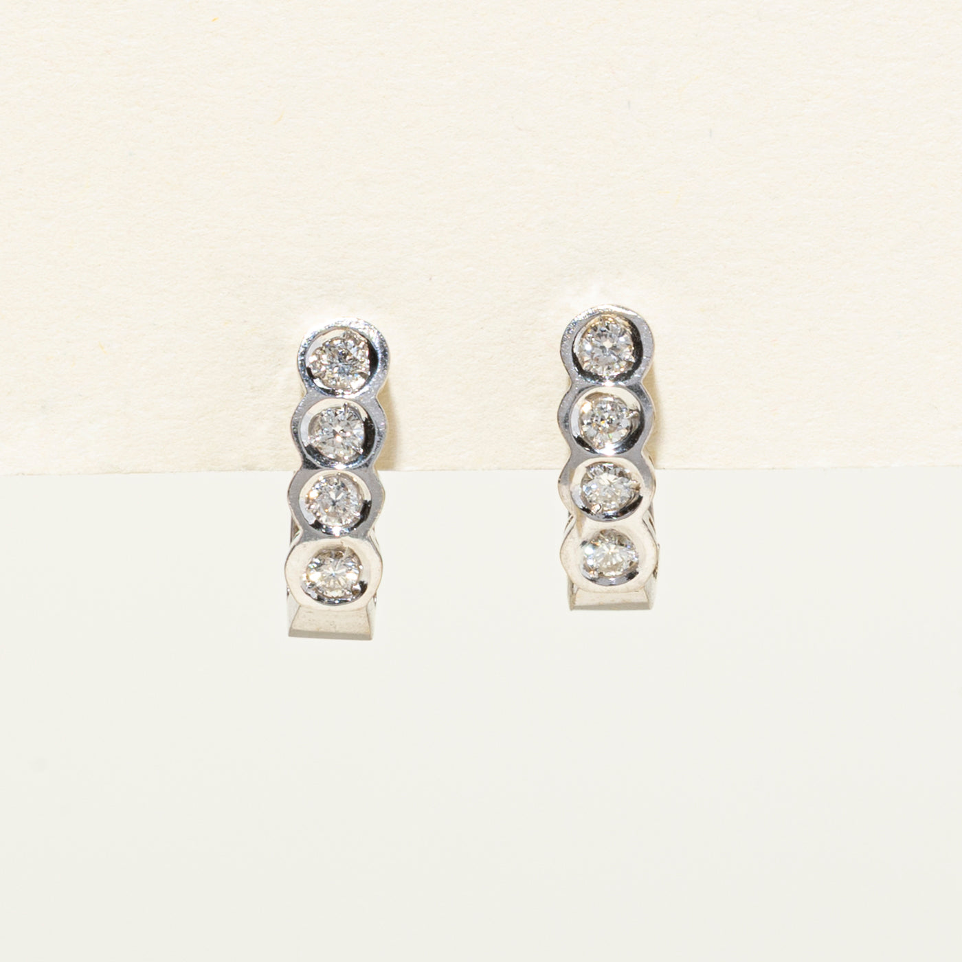 14K Bezel Set Diamond Huggie Earrings | 0.32ctw
