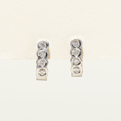 14K Bezel Set Diamond Huggie Earrings | 0.32ctw