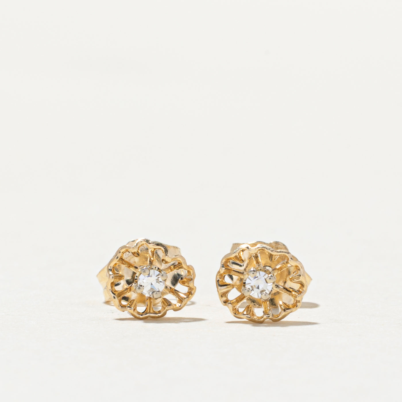 14K Diamond Floral Shape Stud Earrings | 0.04ctw