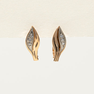 14K Diamond Marquise Shape Stud Earrings | 0.09ctw