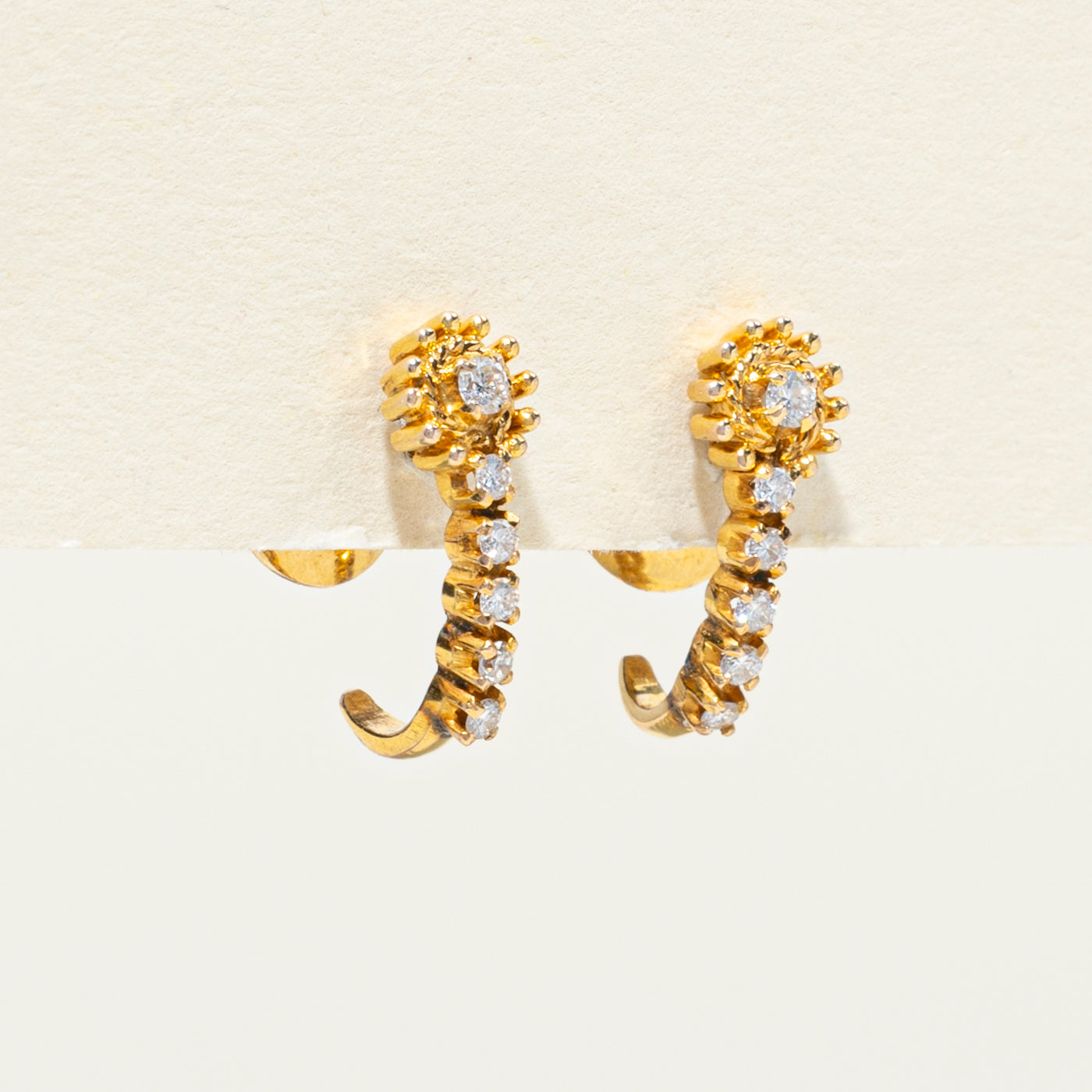 14K Diamond Half Huggie Earrings | 0.14ctw