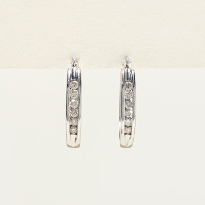 10K Channel Set Diamond Hoop Earrings | 0.48ctw