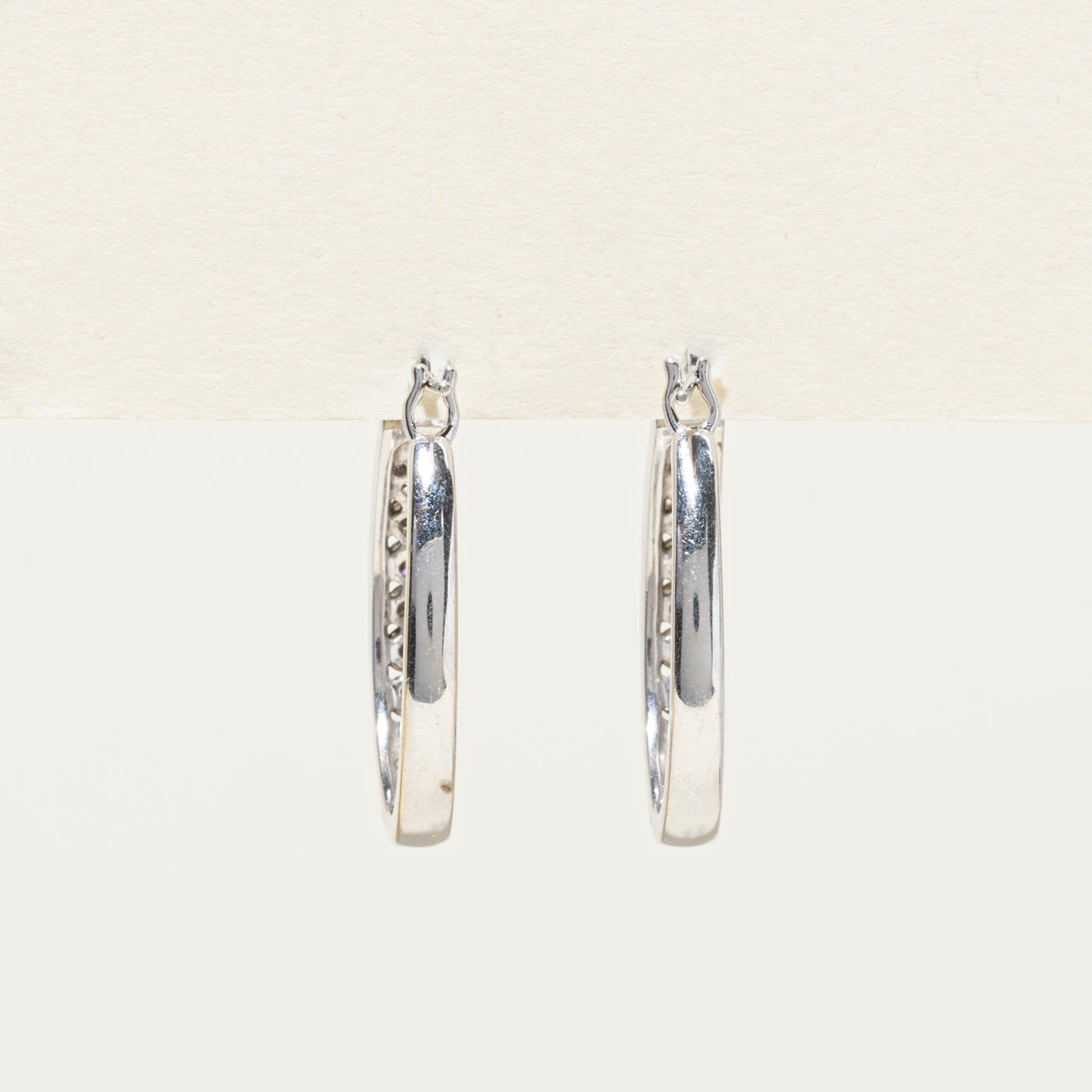 10K Channel Set Diamond Hoop Earrings | 0.48ctw