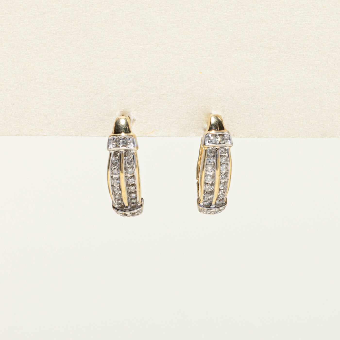 Two Row Diamond Huggie Earrings | 0.18ctw
