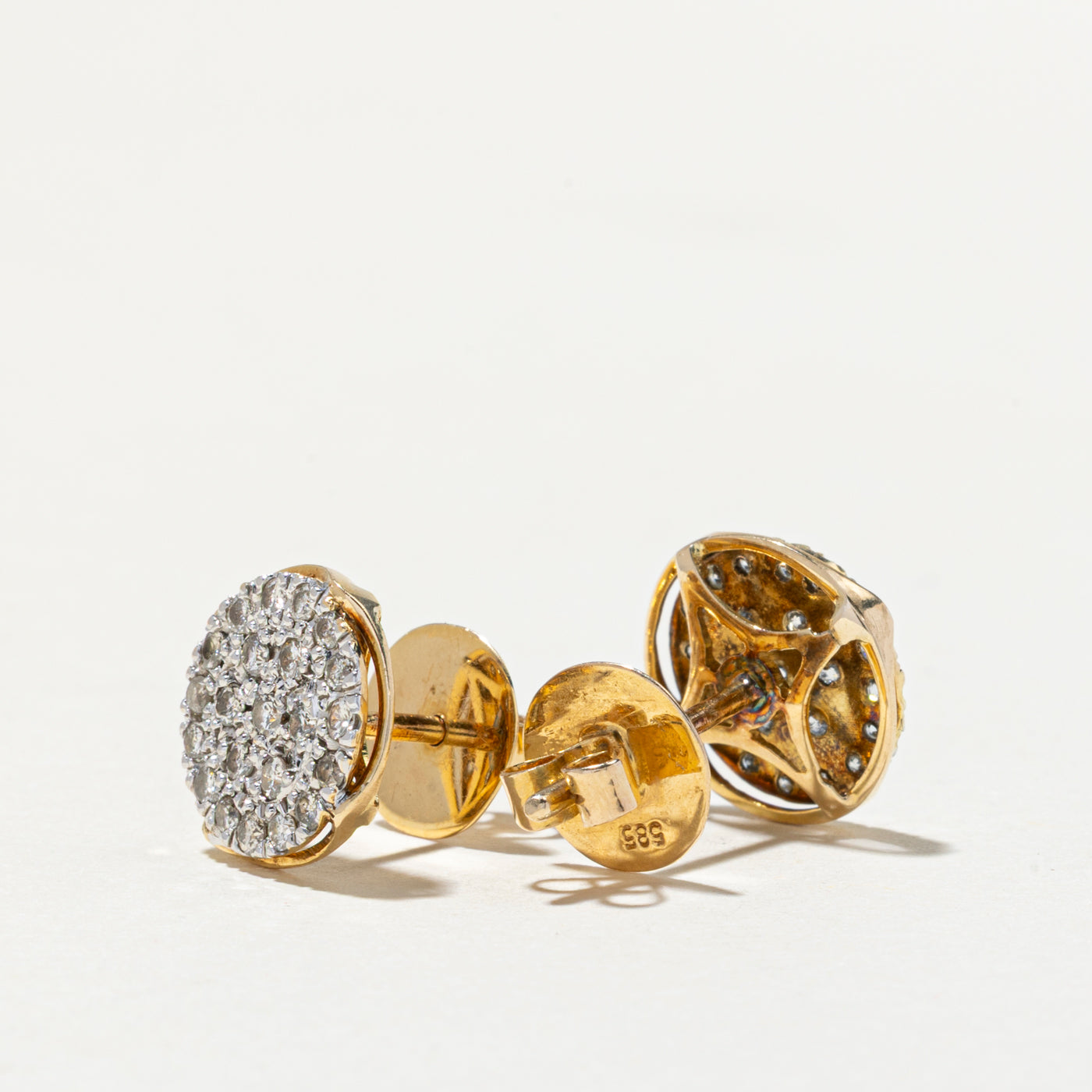 Pave Set Diamond Cluster Stud Earrings | 0.85ctw