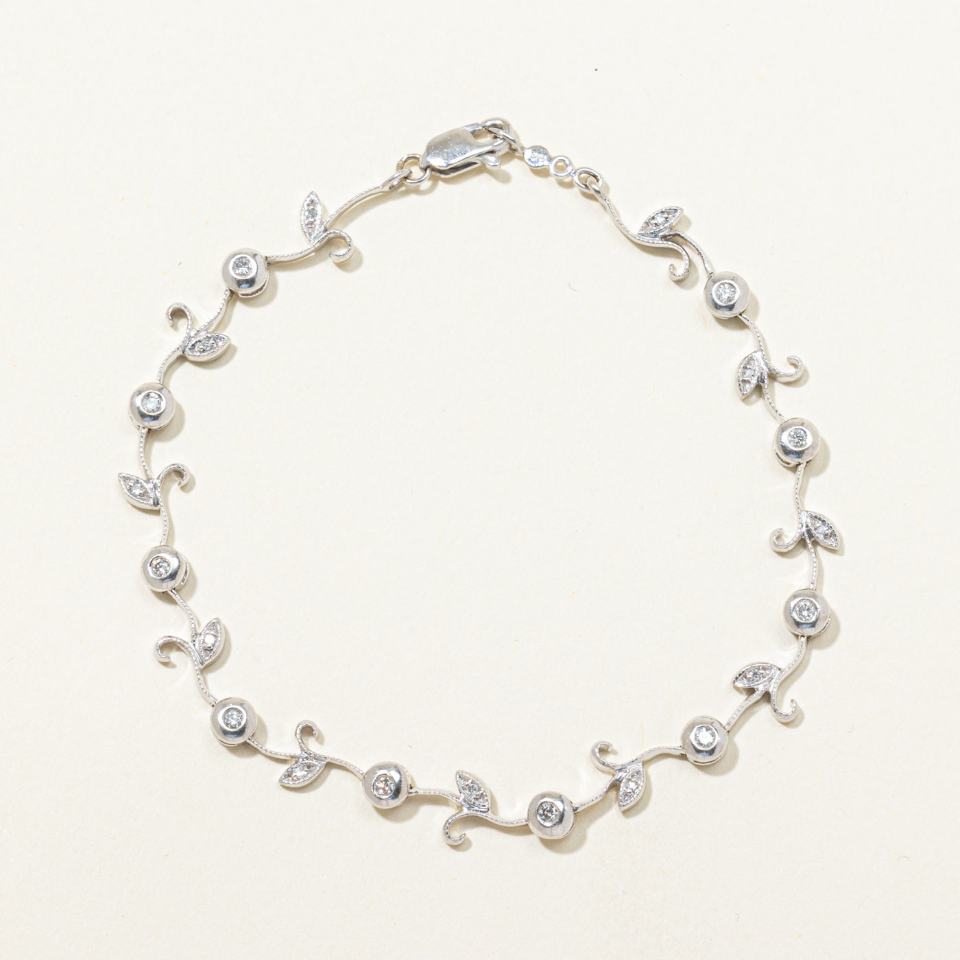 Diamond Leaf Vine Design Bracelet | 0.25ctw | 7.25"
