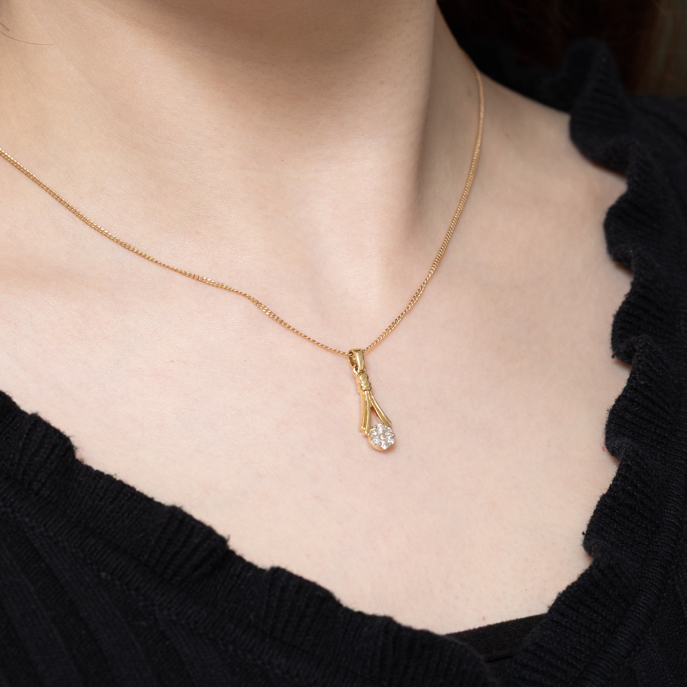 Diamond Cluster Drop Pendant | 0.22ctw