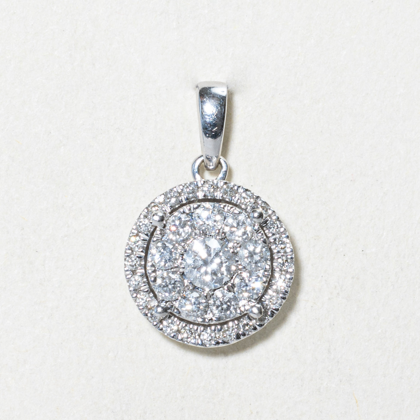 Diamond Halo Circle Pendant | 0.48ctw