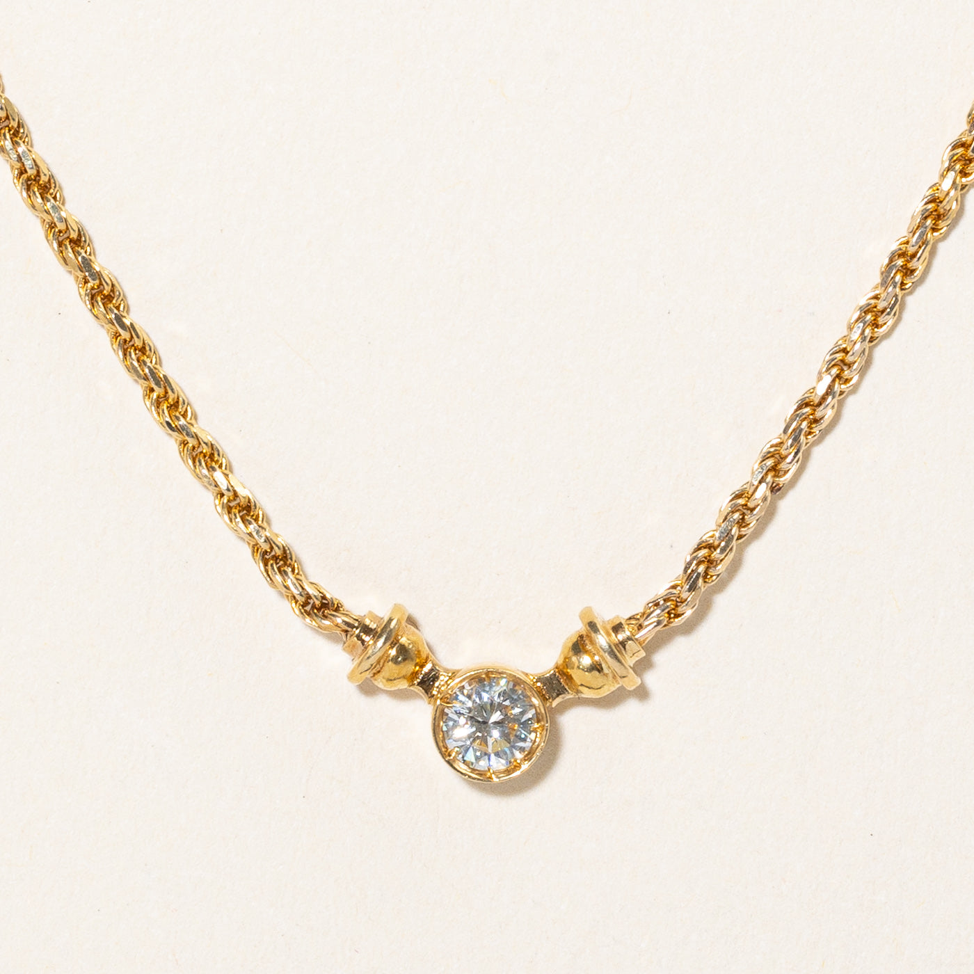 Bezel Set Diamond Pendant Necklace | 0.30ct | 15" |