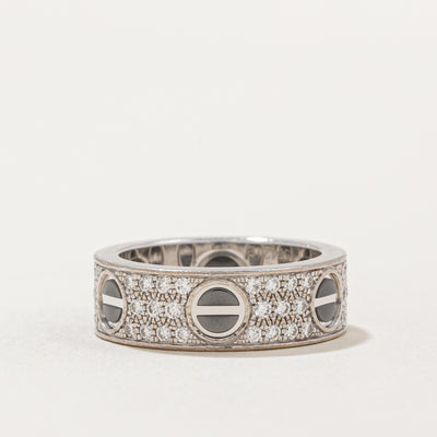 'Cartier' Diamond Paved Ceramic Love Ring | 0.74ctw | SZ 5.5 |