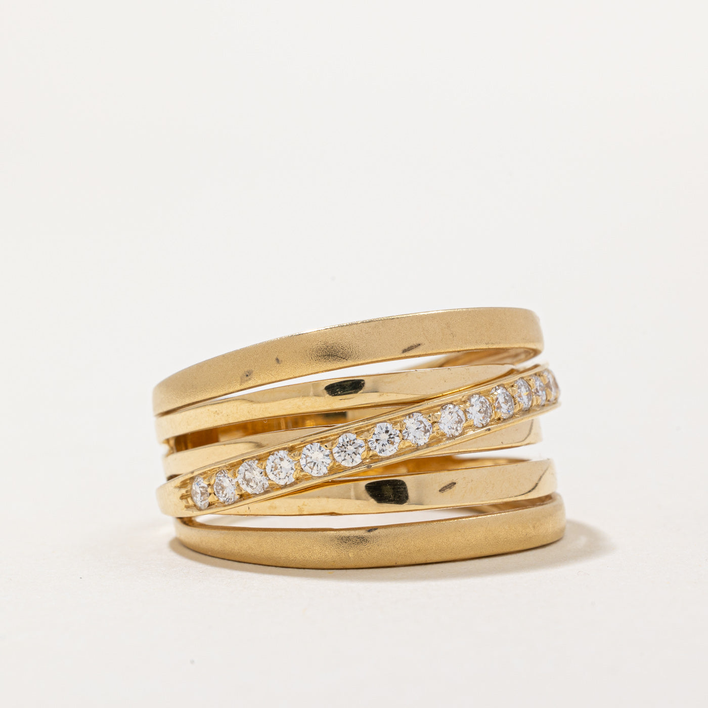 Italian Diamond Row Layered Ring | 0.36ctw | SZ 9.25 |