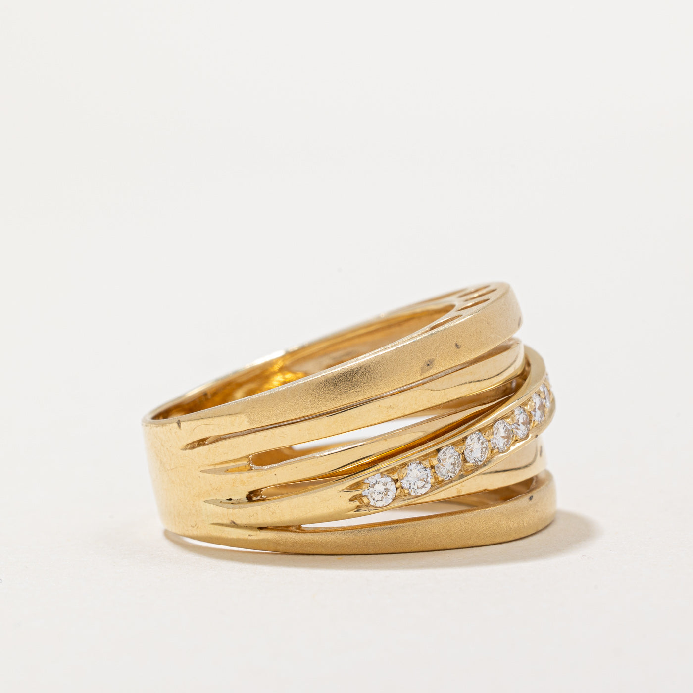 Italian Diamond Row Layered Ring | 0.36ctw | SZ 9.25 |
