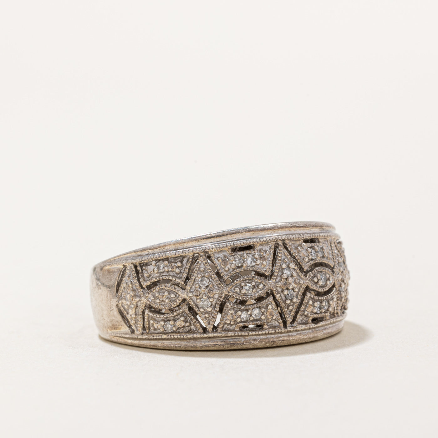 Bague cocktail en diamant | 0,04 ct | Taille 9,25 | 