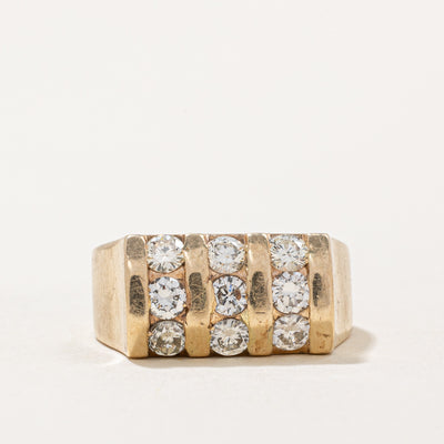 Channel Set Triple Row Diamond Ring | 0.85ctw | SZ 6.75 |
