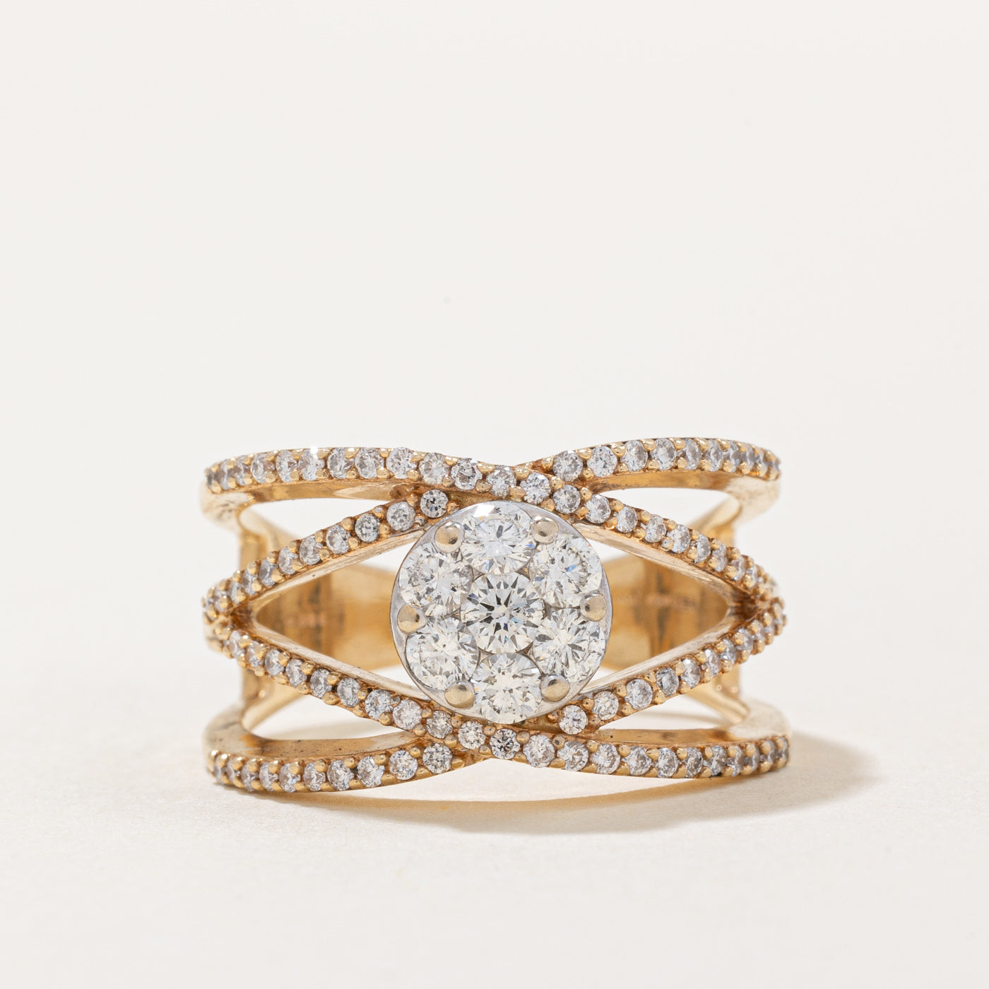 Diamond Crossover Ring | 0.82ctw | SZ 7.75 |