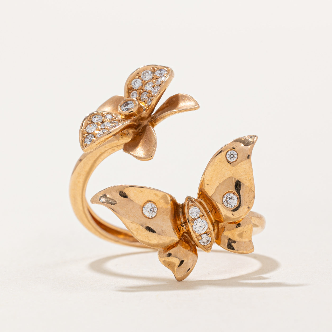 Diamond Butterfly & Flower Wrap Ring | 0.16ctw | SZ 7.5 |