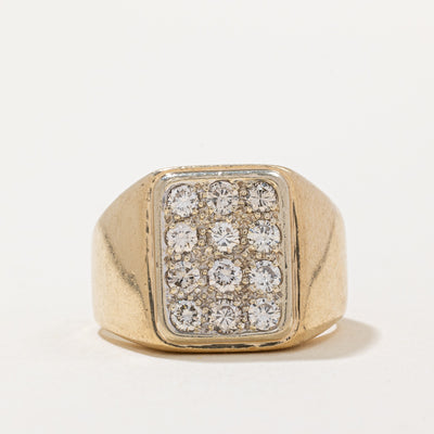 Pave Set Diamond Grid Signet Ring | 0.60ctw | SZ 8.5 |