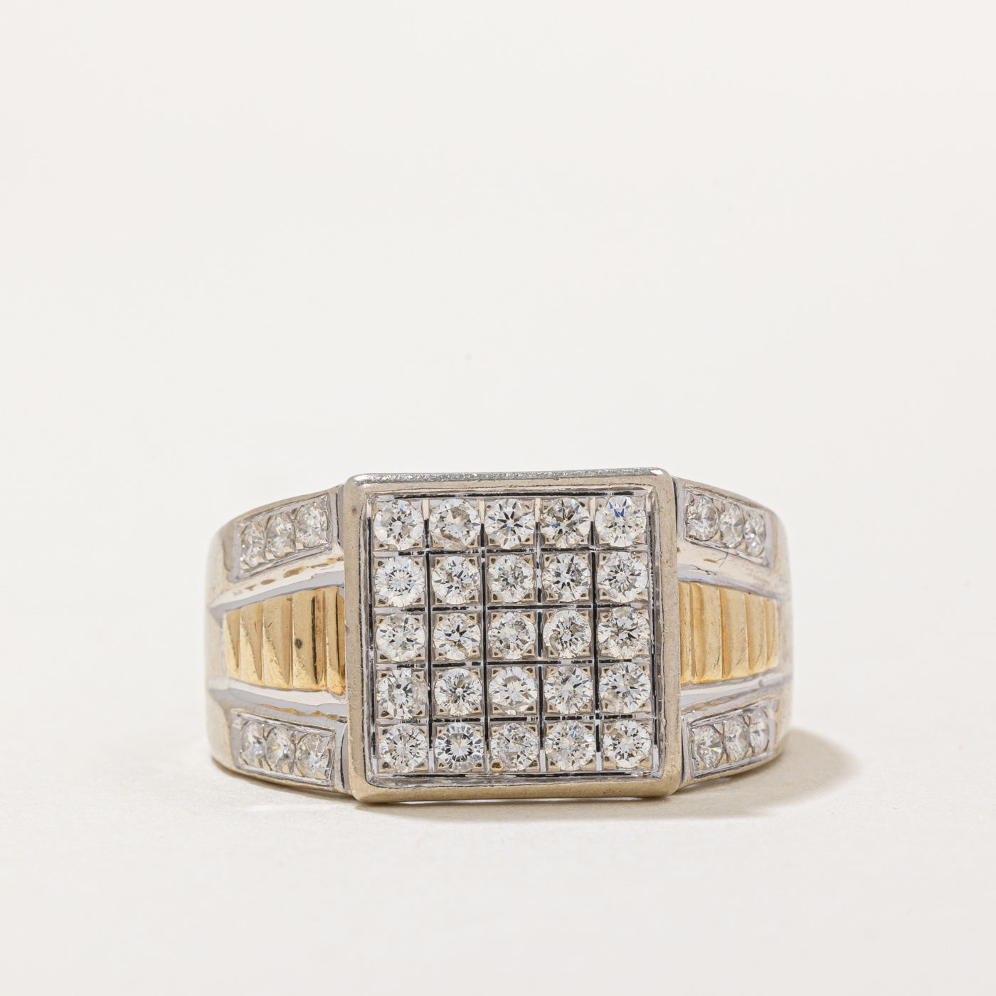 Diamond Grid Signet Ring | 0.85ctw | SZ 9.5 |